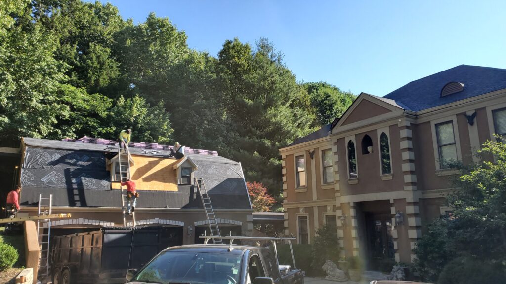 Framing and structural work on a residential home under construction