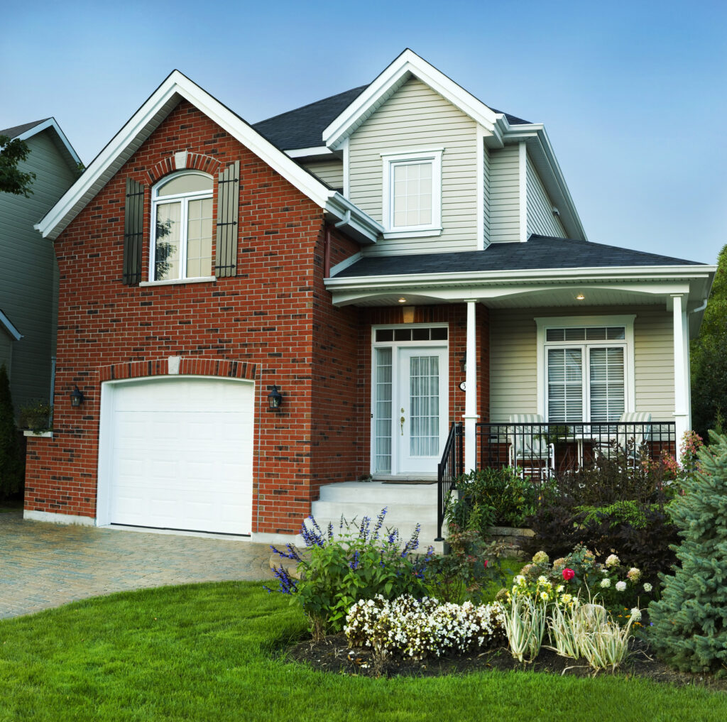 new modern small family house in residential area